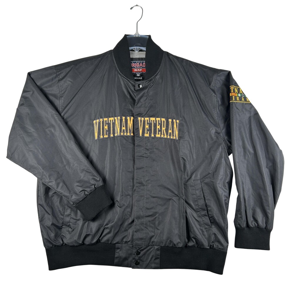 K&S Unique Jacket Mens 2XL Black Vietnam Veteran Bomber Embroidered Mesh Lined